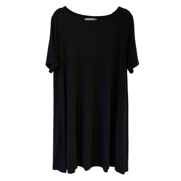 LOFT Dresses Loftloose Hanging Black Short Sleeved Cotton Midi Dress Poshmark